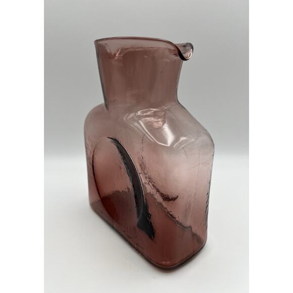 BLENKO Amethyst Purple Glass Double Spouted Water Pitcher Jug Caraf Bottle 8” - Picture 8 of 13
